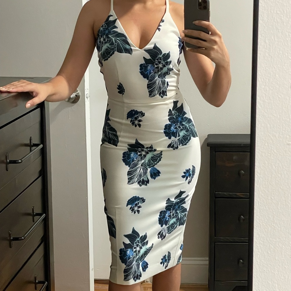 Floral Fitted Midi Dress